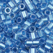 Miyuki 8/0 Inside Color Lined Crystal/Blue Delica Seed Beads 2.5-Inch Tube