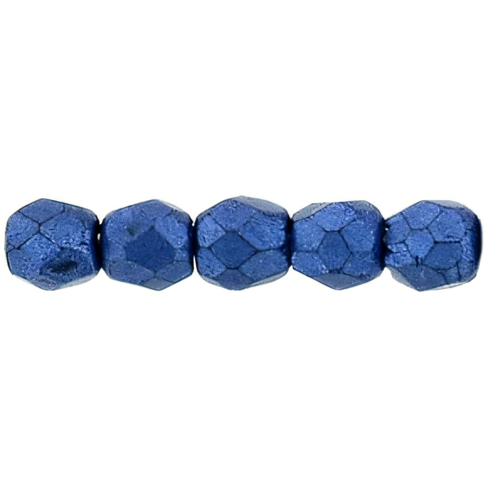 Czech Fire-Polish 2mm ColorTrends: Saturated Metallic Navy Peony (50pcs)