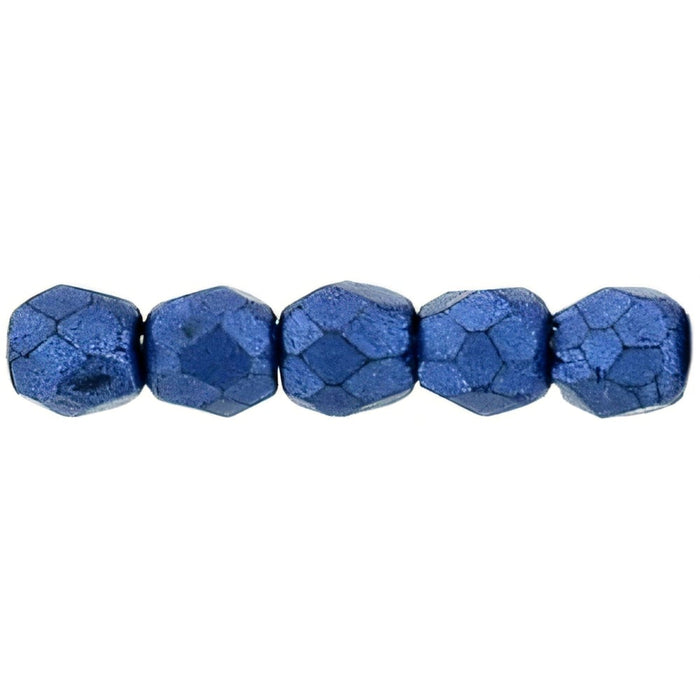 Czech Fire-Polish 2mm ColorTrends: Saturated Metallic Navy Peony (50pcs)