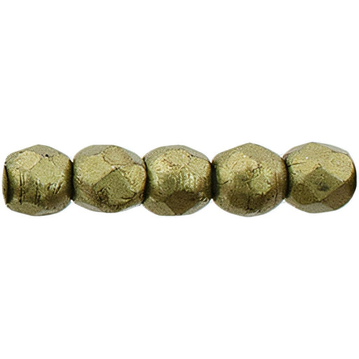 Czech Fire-Polish 2mm ColorTrends: Saturated Metallic Golden Lime (50pcs)