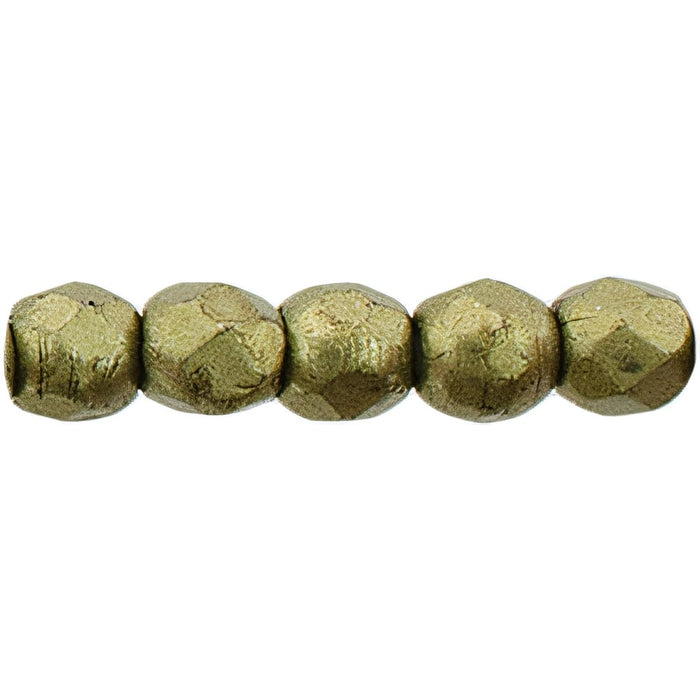 Czech Fire-Polish 2mm ColorTrends: Saturated Metallic Golden Lime (50pcs)