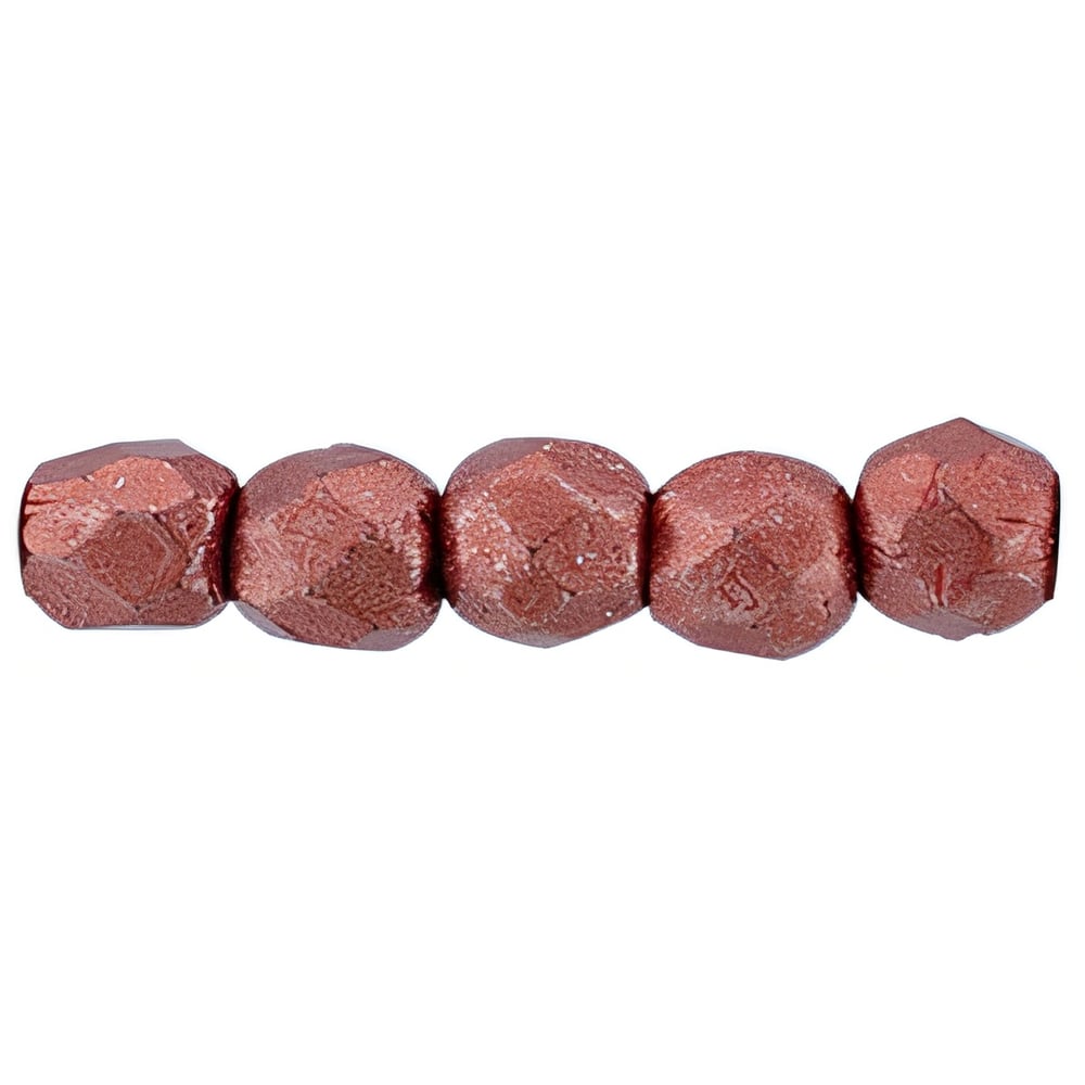 Czech Fire-Polish 2mm ColorTrends: Saturated Metallic Cherry Tomato (50pcs)