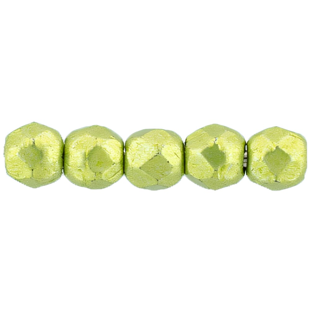 Czech Fire-Polish 2mm ColorTrends: Saturated Metallic Lime Punch (50pcs)