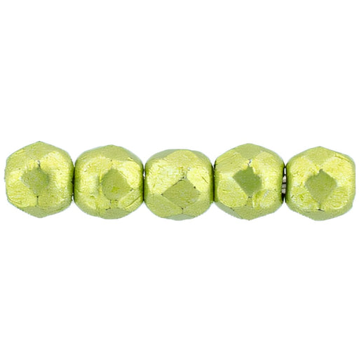 Czech Fire-Polish 2mm ColorTrends: Saturated Metallic Lime Punch (50pcs)