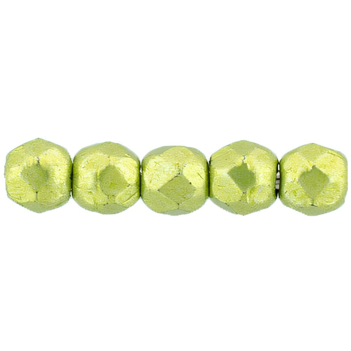 Czech Fire-Polish 2mm ColorTrends: Saturated Metallic Lime Punch (50pcs)
