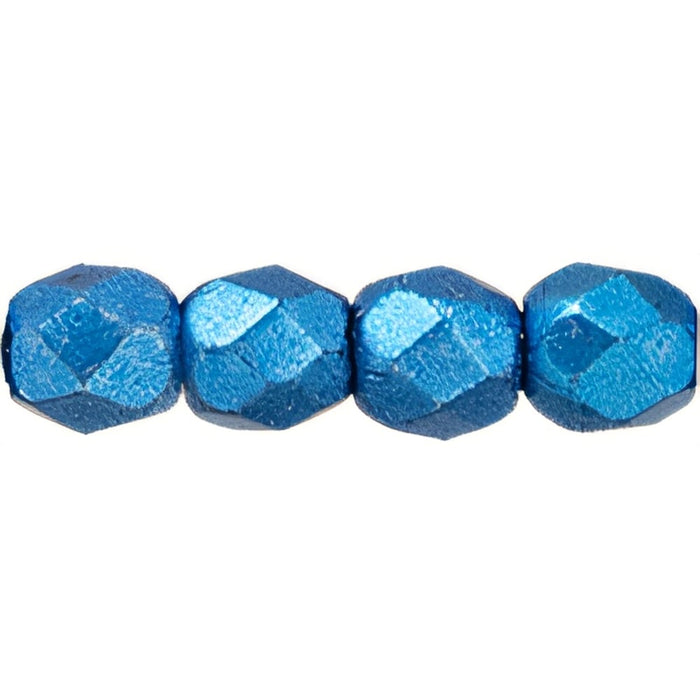Czech Fire-Polish 2mm ColorTrends: Saturated Metallic Nebulas Blue (50pcs)