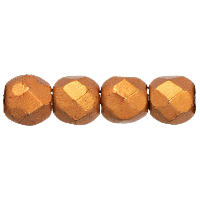 Czech Fire-Polish 2mm ColorTrends: Saturated Metallic Russet Orange (50pcs)