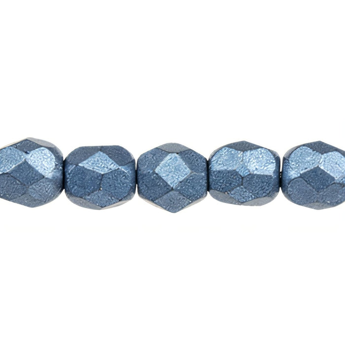 Czech Fire-Polish 2mm ColorTrends: Saturated Metallic Bluestone (50pcs)
