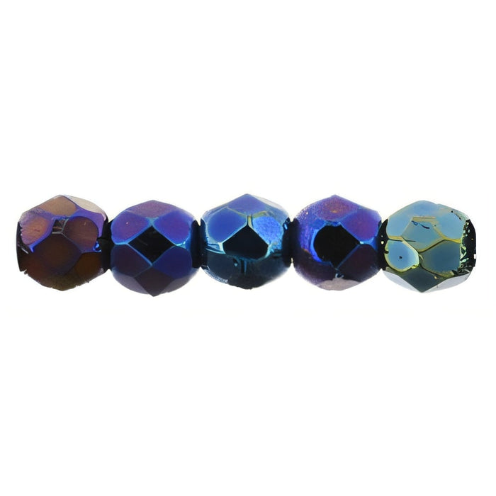 Czech Fire-Polish 2mm Iris - Blue (50pcs)
