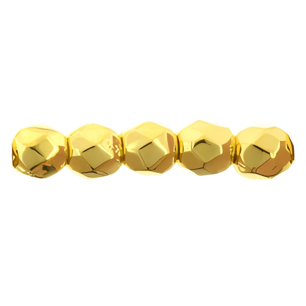 Czech Fire-Polish 2mm 24K Gold Plated (50pcs)
