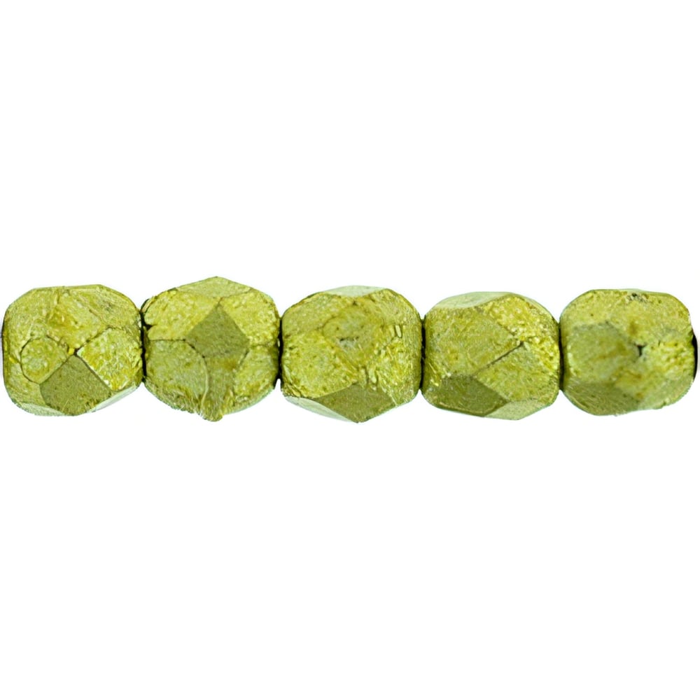 Czech Fire-Polish 2mm ColorTrends: Saturated Metallic Primrose Yellow (50pcs)