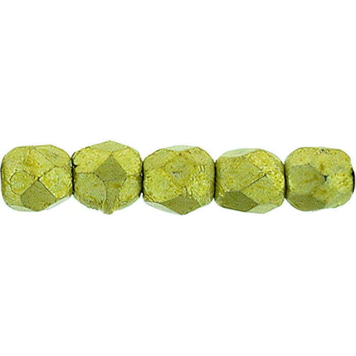 Czech Fire-Polish 2mm ColorTrends: Saturated Metallic Primrose Yellow (50pcs)