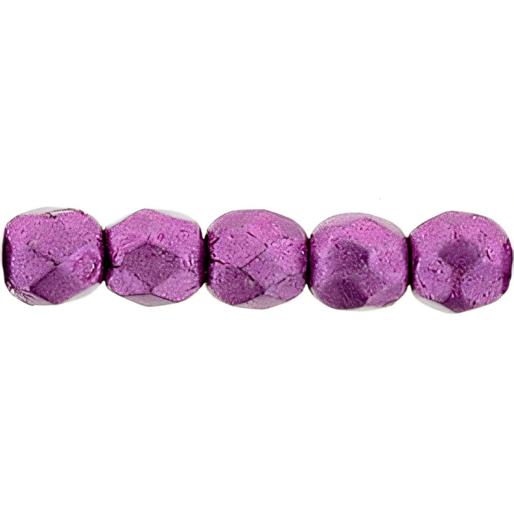 Czech Fire-Polish 2mm ColorTrends: Saturated Metallic Pink Yarrow (50pcs)