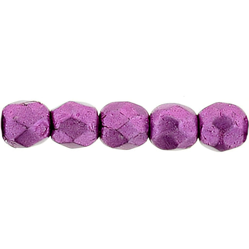 Czech Fire-Polish 2mm ColorTrends: Saturated Metallic Pink Yarrow (50pcs)