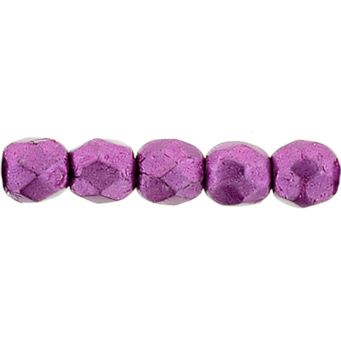 Czech Fire-Polish 2mm ColorTrends: Saturated Metallic Pink Yarrow (50pcs)