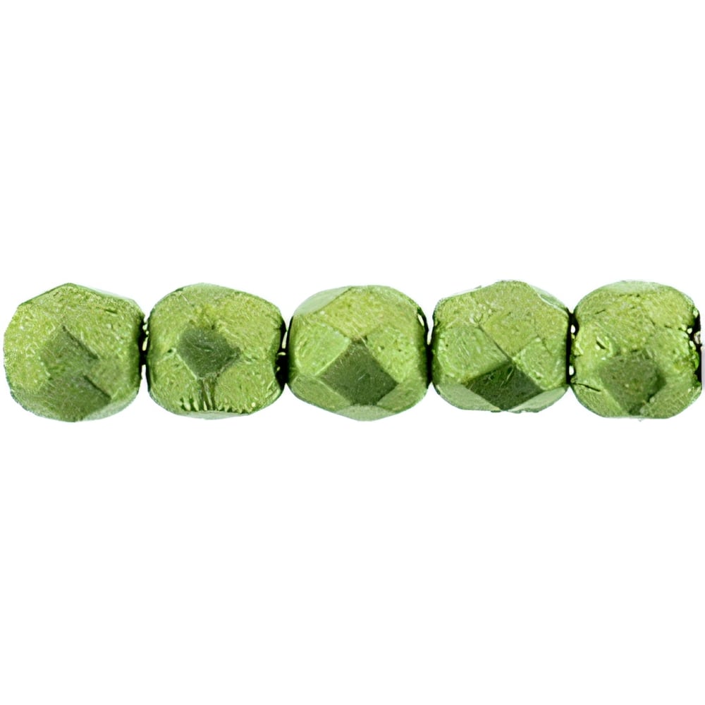 Czech Fire-Polish 2mm ColorTrends: Saturated Metallic Greenery (50pcs)
