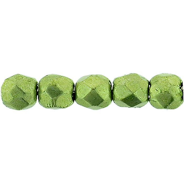 Czech Fire-Polish 2mm ColorTrends: Saturated Metallic Greenery (50pcs)