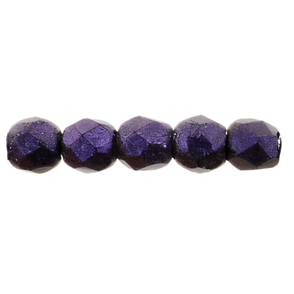Czech Fire-Polish 2mm Metallic Suede - Purple (50pcs)