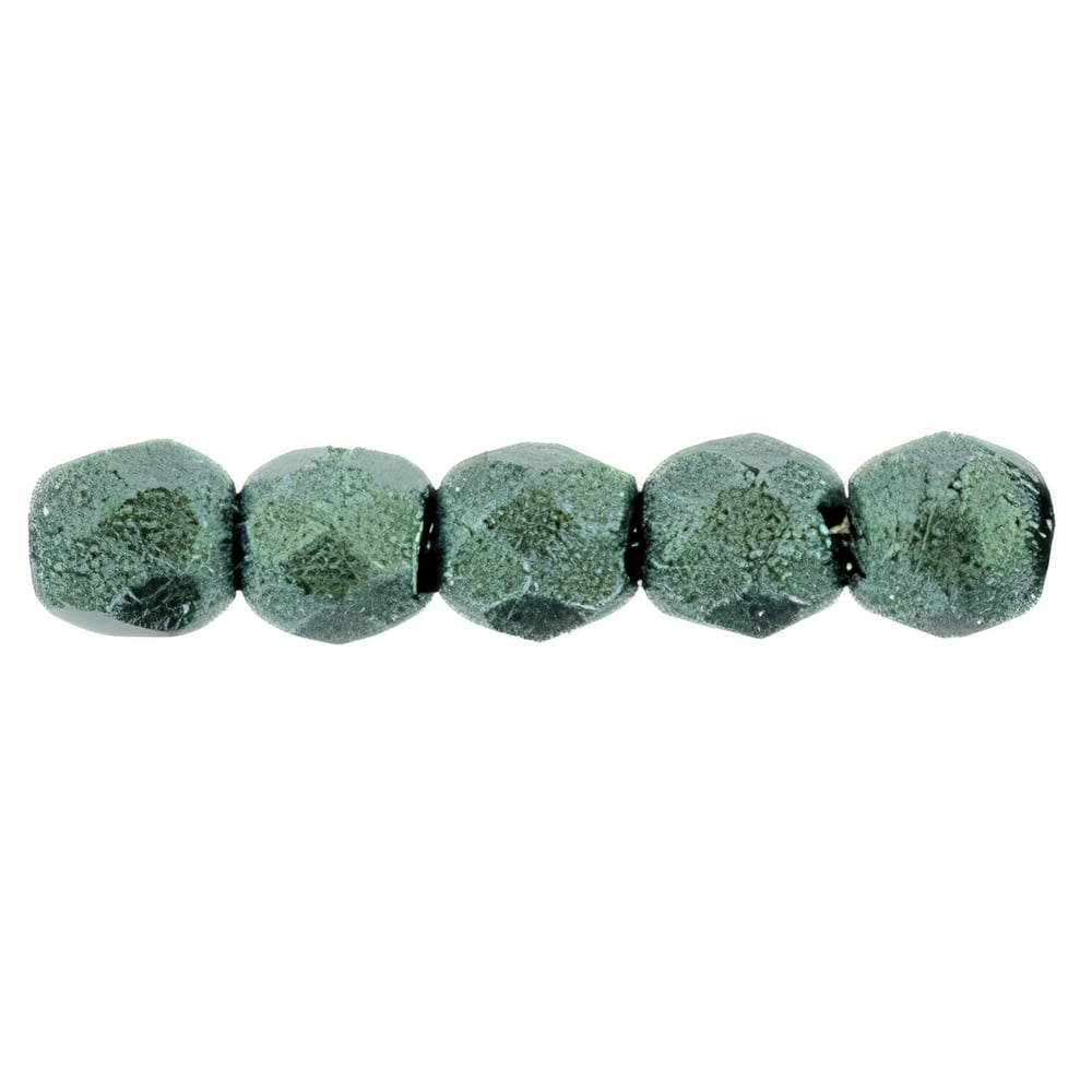 Czech Fire-Polish 2mm Metallic Suede - Lt Green (50pcs)