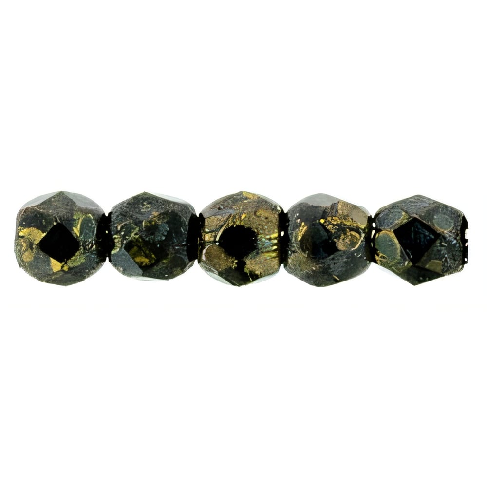 Czech Fire-Polish 2mm Jet - Bronze Picasso (50pcs)