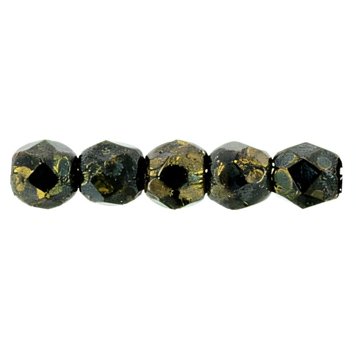 Czech Fire-Polish 2mm Jet - Bronze Picasso (50pcs)