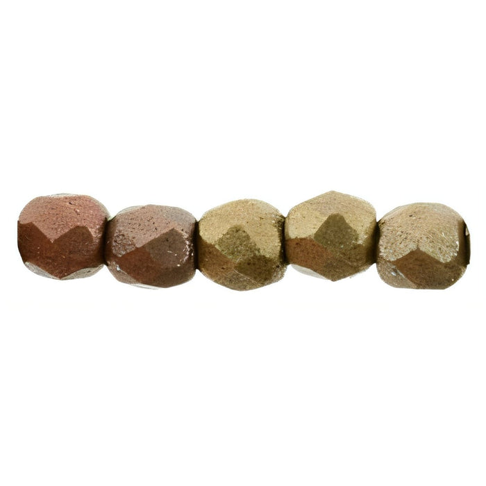 Czech Fire-Polish 2mm Matte - Metallic Gold Iris (50pcs)