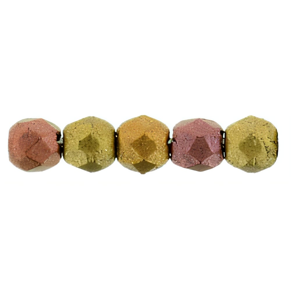Czech Fire-Polish 2mm Matte - Metallic Gold Copper Iris (50pcs)