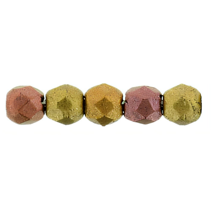 Czech Fire-Polish 2mm Matte - Metallic Gold Copper Iris (50pcs)