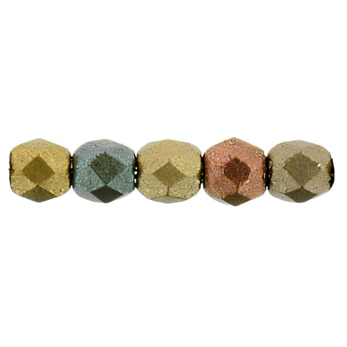 Czech Fire-Polish 2mm Matte - Metallic Bronze Iris (50pcs)