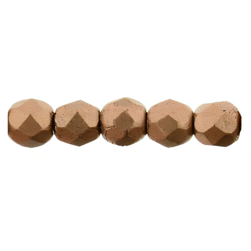 Czech Fire-Polish 2mm Matte - Metallic Bronze Copper (50pcs)