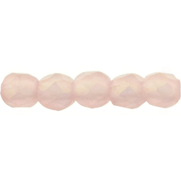 Czech Fire-Polish 2mm Sueded Gold Milky Pink (50pcs)