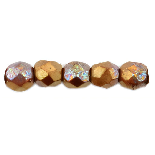Czech Fire-Polish 2mm Bronze Luster Iris - Opaque Red (50pcs)