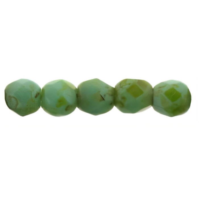 Czech Fire-Polish 2mm Turquoise - Picasso (50pcs)