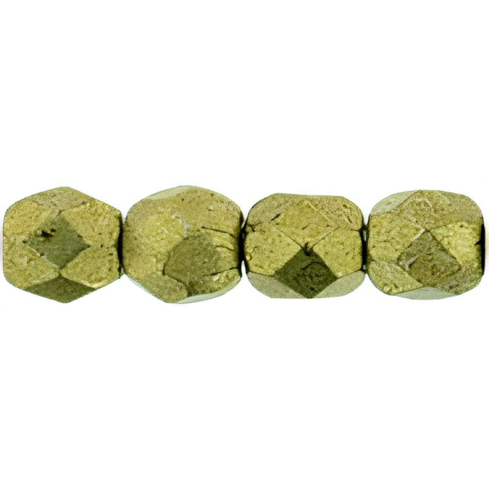Czech Fire-Polish 3mm ColorTrends: Saturated Metallic Golden Lime (50pcs)