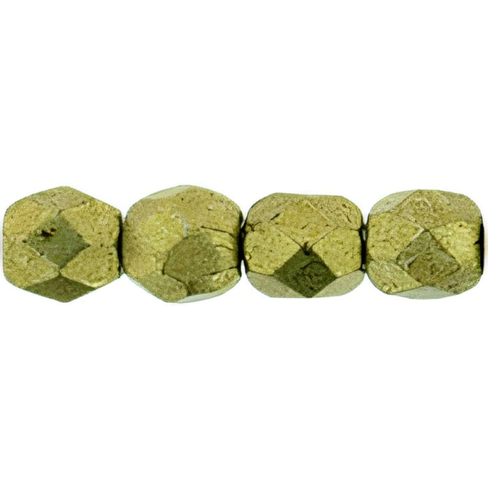 Czech Fire-Polish 3mm ColorTrends: Saturated Metallic Golden Lime (50pcs)