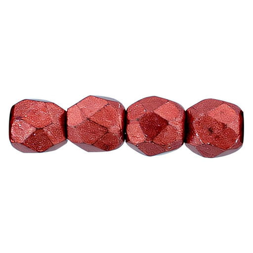 Czech Fire-Polish 3mm ColorTrends: Saturated Metallic Cherry Tomato (50pcs)