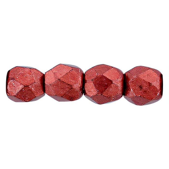 Czech Fire-Polish 3mm ColorTrends: Saturated Metallic Cherry Tomato (50pcs)