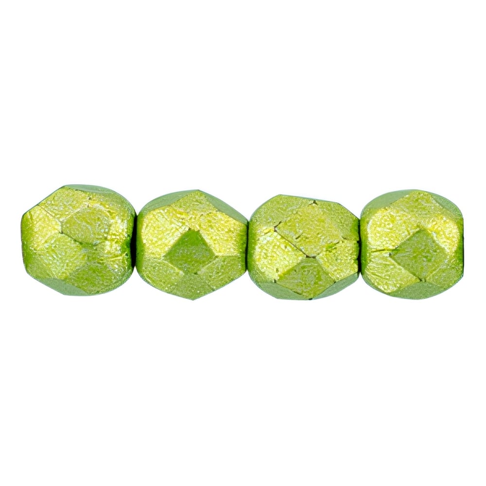 Czech Fire-Polish 3mm ColorTrends: Saturated Metallic Lime Punch (50pcs)