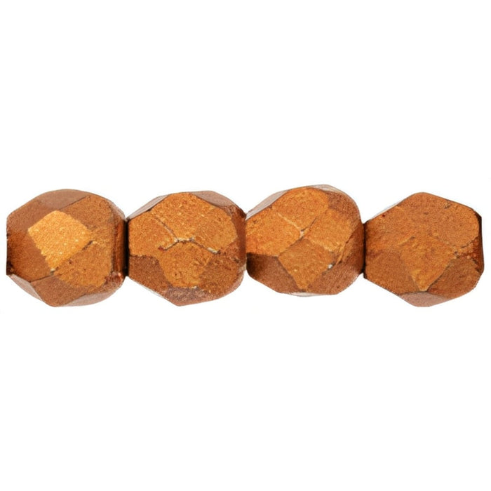 Czech Fire-Polish 3mm ColorTrends: Saturated Metallic Russet Orange (50pcs)