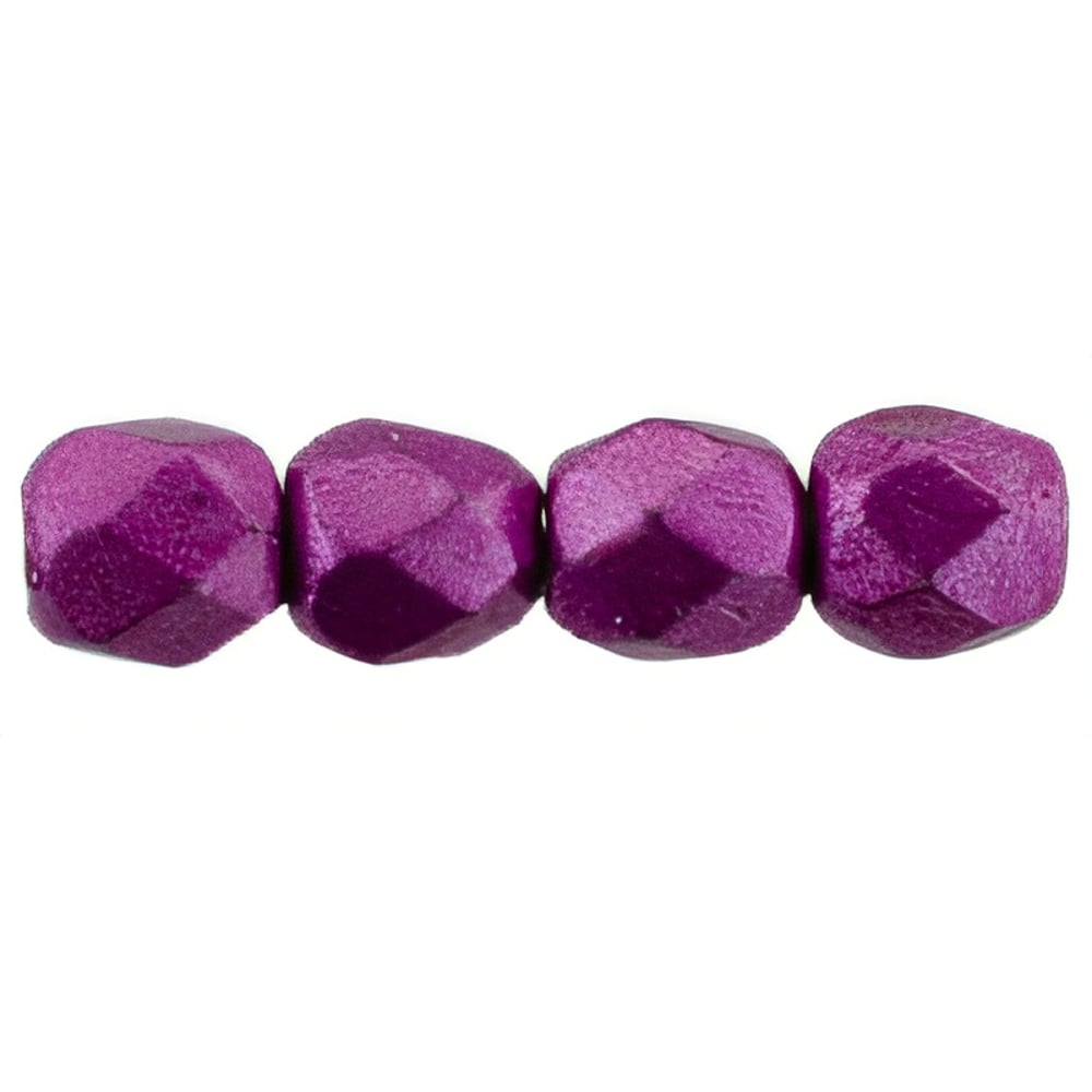 Czech Firepolish 3mm ColorTrends: Sueded Gold Fuchsia Red (50pcs)