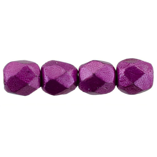 Czech Firepolish 3mm ColorTrends: Sueded Gold Fuchsia Red (50pcs)