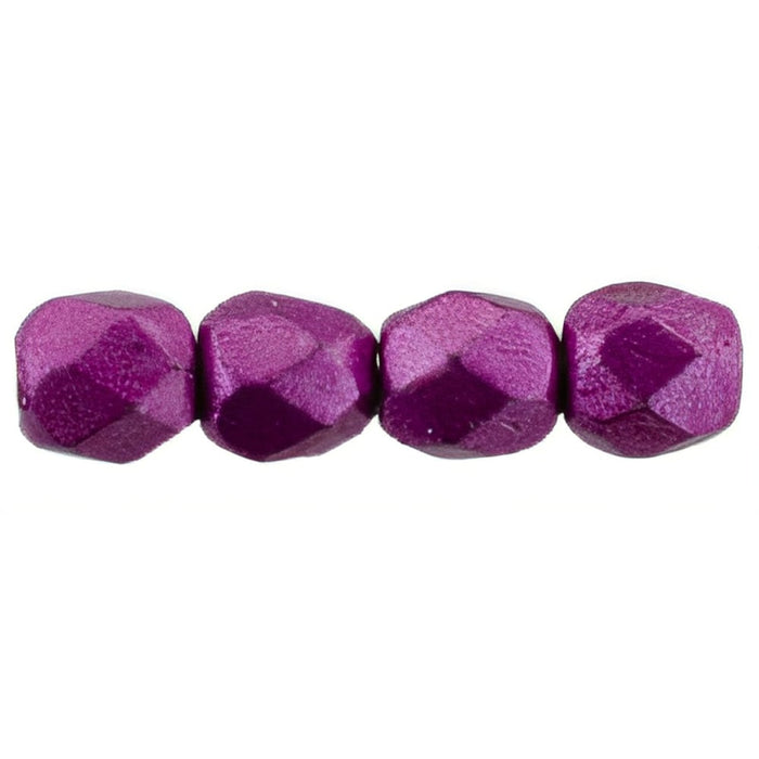 Czech Firepolish 3mm ColorTrends: Sueded Gold Fuchsia Red (50pcs)