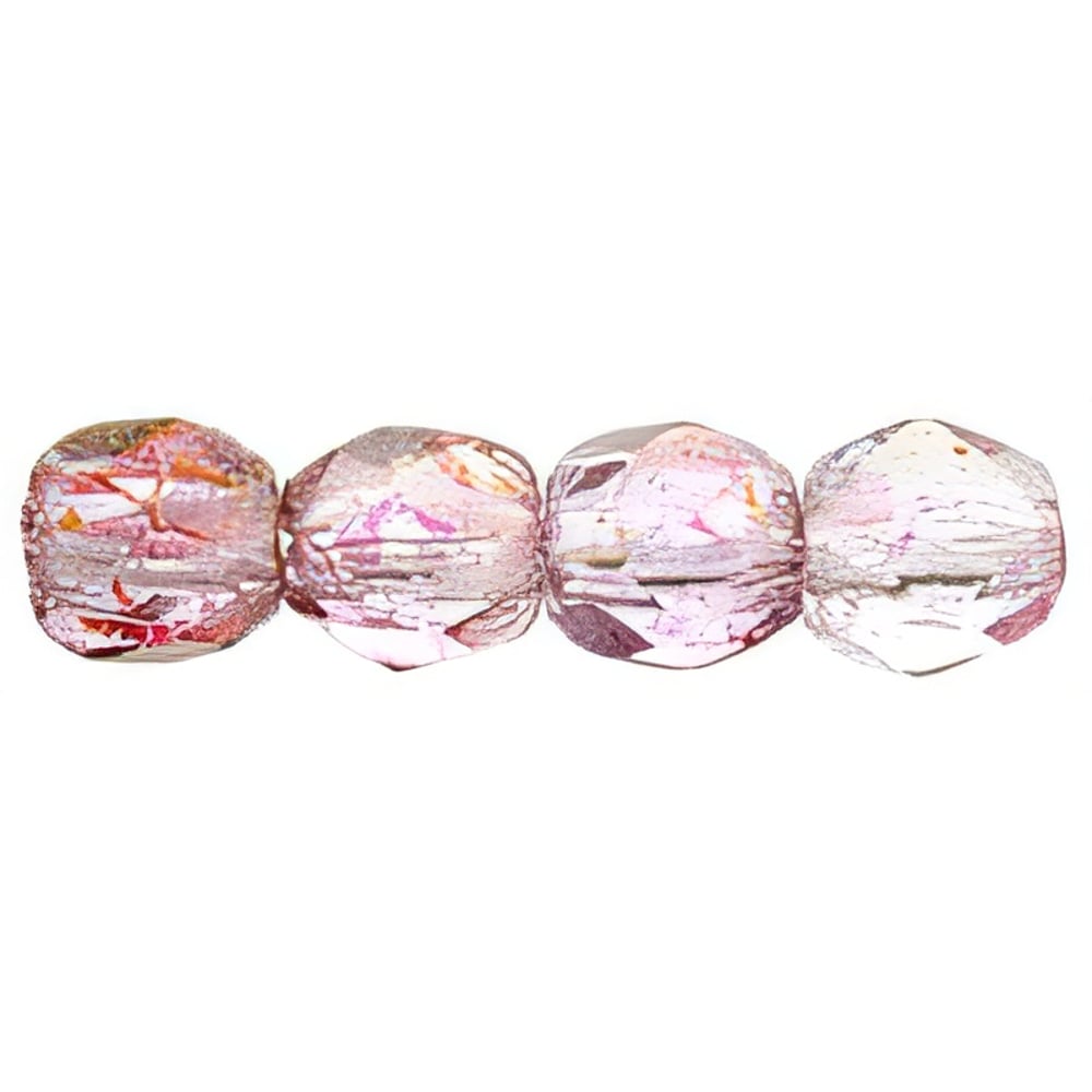 Czech Fire-Polish 3mm Luster - Transparent Topaz/Pink (50pcs)