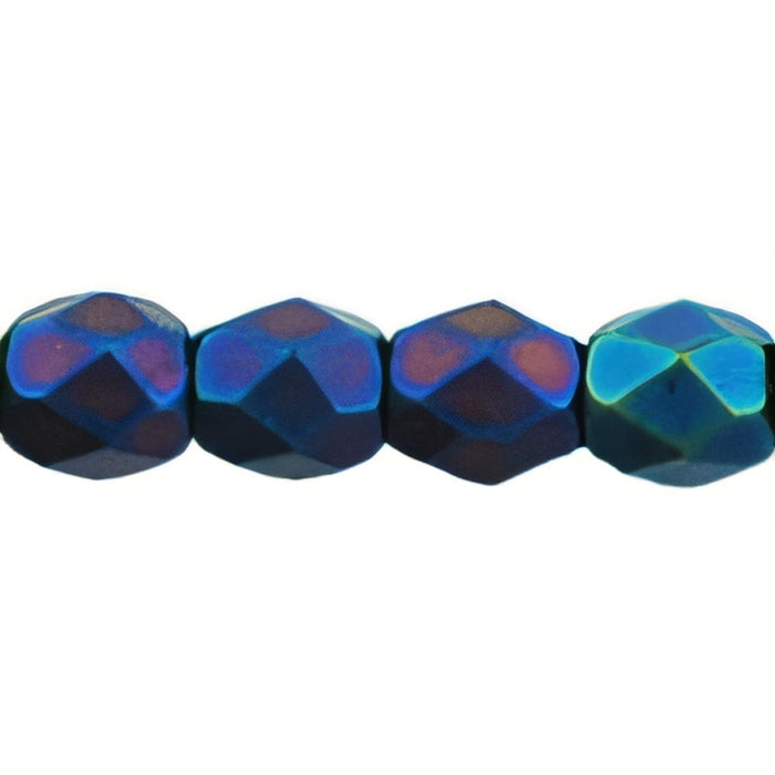 Czech Fire-Polish 3mm Matte - Iris - Blue (50pcs)