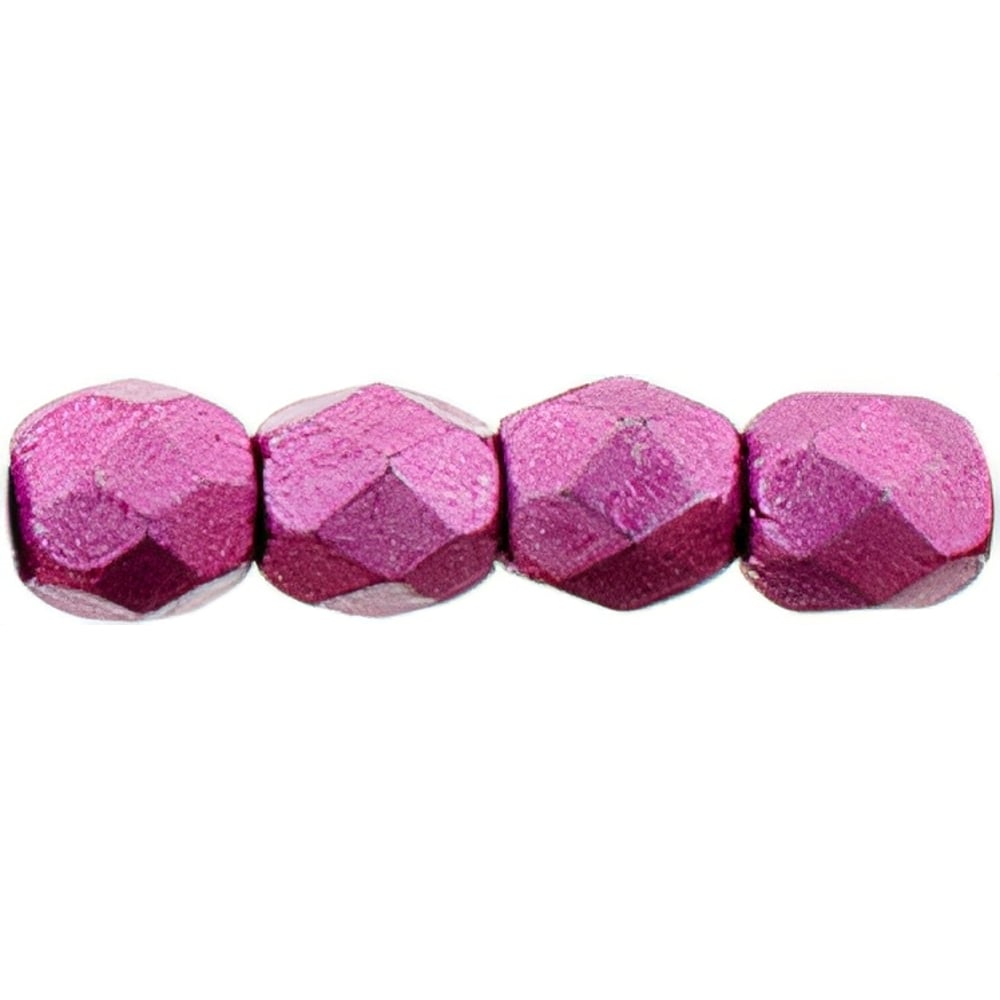 Czech Fire-Polish 3mm ColorTrends: Saturated Metallic Pink Yarrow (50pcs)