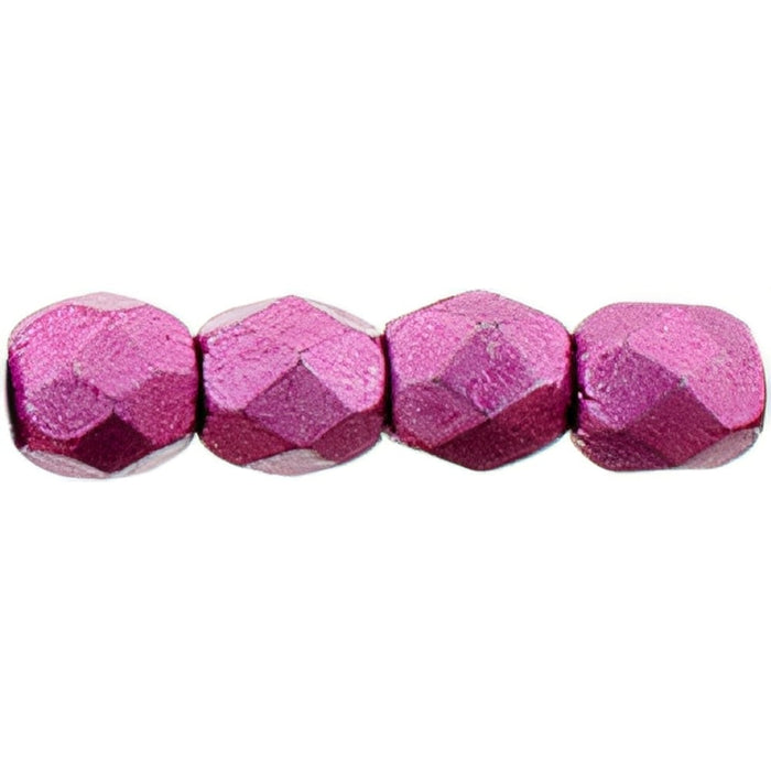 Czech Fire-Polish 3mm ColorTrends: Saturated Metallic Pink Yarrow (50pcs)