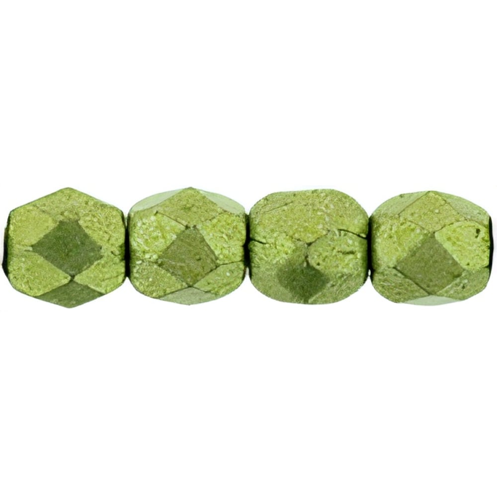 Czech Fire-Polish 3mm ColorTrends: Saturated Metallic Greenery (50pcs)
