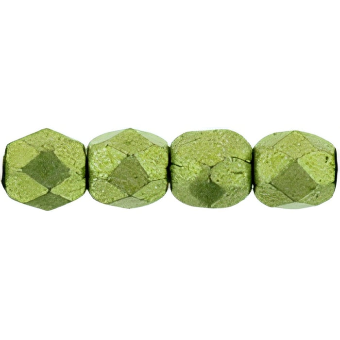 Czech Fire-Polish 3mm ColorTrends: Saturated Metallic Greenery (50pcs)