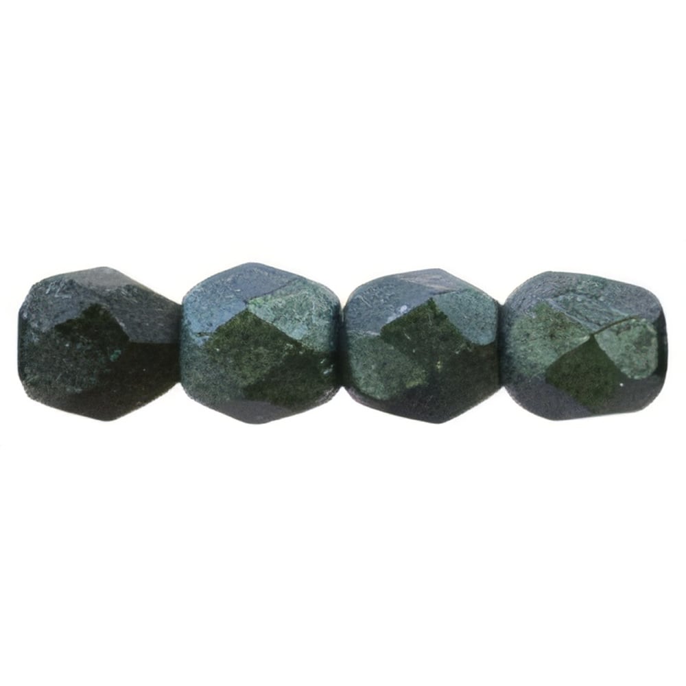 Czech Fire-Polish 3mm Polychrome - Aqua Teal (50pcs)