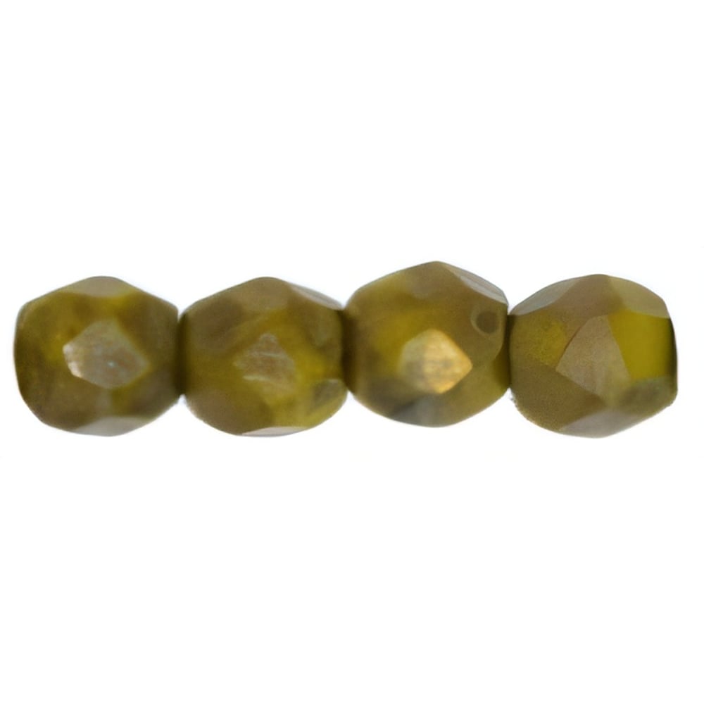 Czech Fire-Polish 3mm Opaque Yellow - Copper Picasso (50pcs)